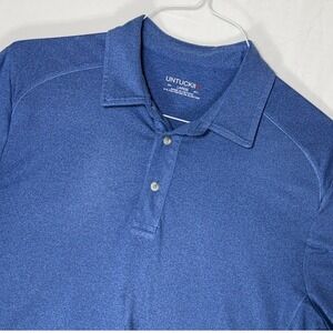 UNTUCKit Mens Blue Heathered Short Sleeve Performance‎ Polo Shirt Size Large